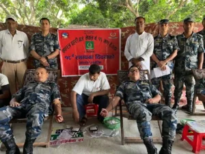 सशस्त्र प्रहरी रौतहटको स्थापना दिवसमा रक्तदान
